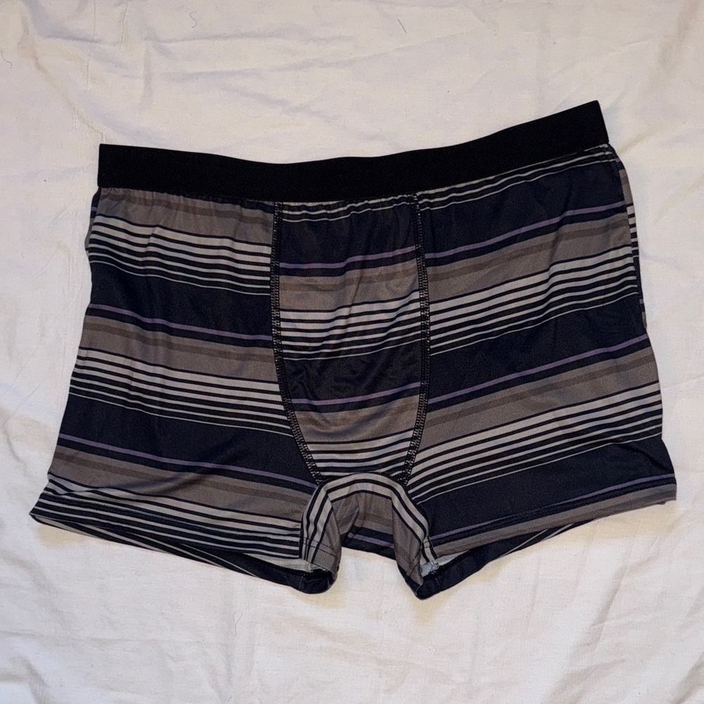 Stylish Striped Boxer Briefs in Black and Gray
